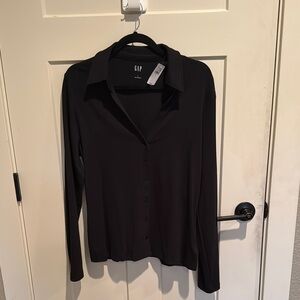 Gap long sleeve button down v-neck top